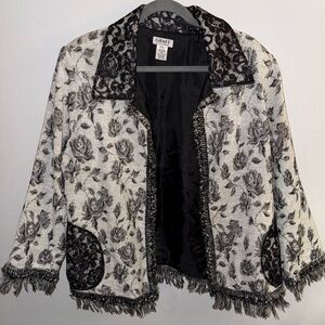 Graff Women's Black and White Floral Blazer